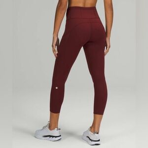 Lululemon Fast And Free High Rise Crop - Red Merlot